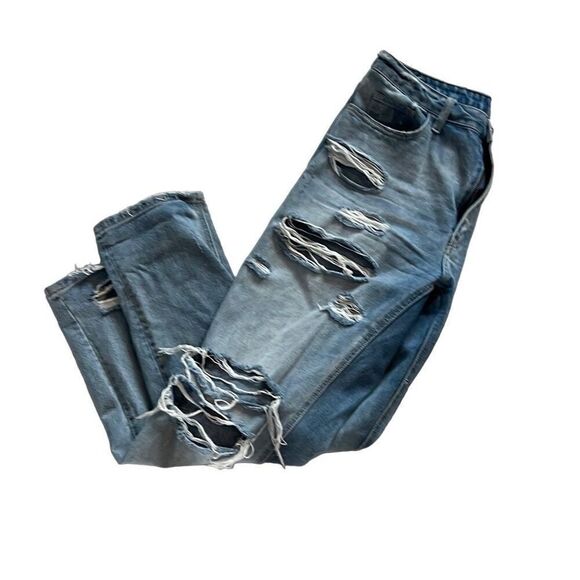 Flying Monkey Blue Distressed Straight Leg Jeans Size 30 - Picture 1 of 10
